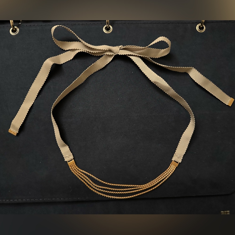 KEEP Collective Grey Ribbon w/Rose Gold multi-chain necklace